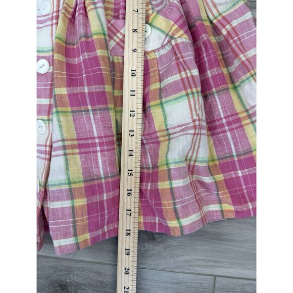 Vtg Y2K Ralph Lauren Rugby Linen Plaid Argyle Drop Waist Button Mini Skirt Sz 4‎ - Picture 7 of 7